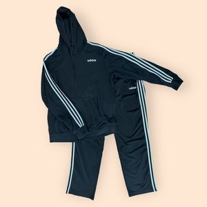 Adidas Men’s L Large Hoodie 3 Stripe Track Sweatpants Joggers Athletic Sweater